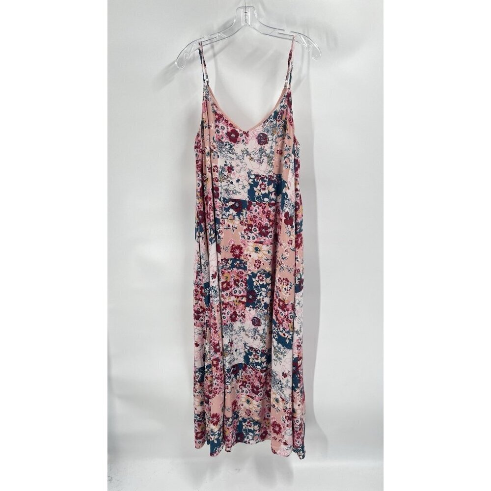 Savannah Jane Patchwork Maxi Slip Dress Floral Boho Pink Sz Large - Picture 2 of 6